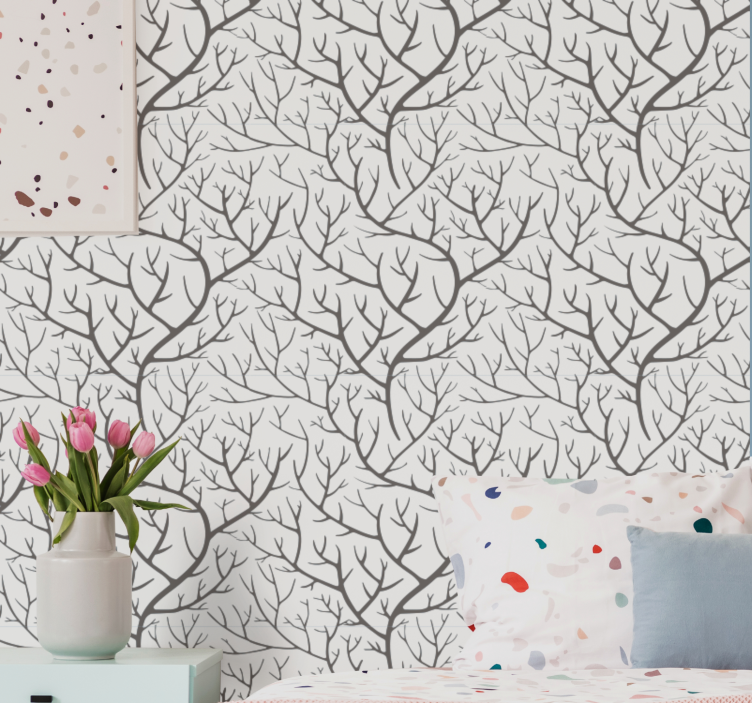 Bare Branches Pattern tree wallpaper - TenStickers