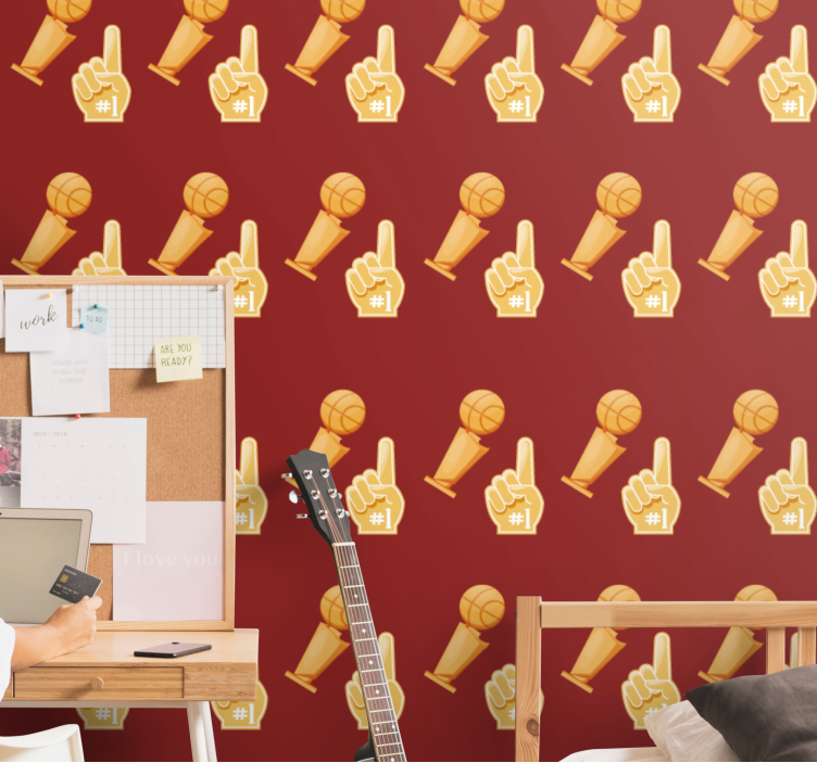 Basketball sport game pattern wallpaper - TenStickers