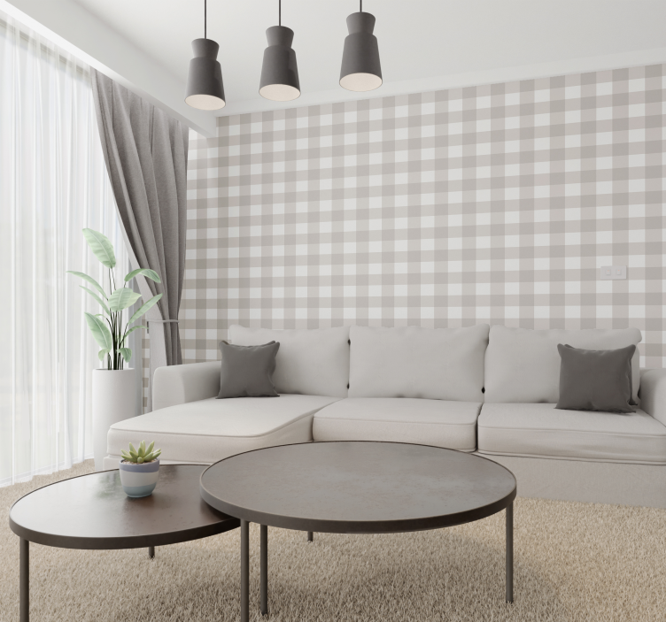Beige and white pattern square wallpaper - TenStickers
