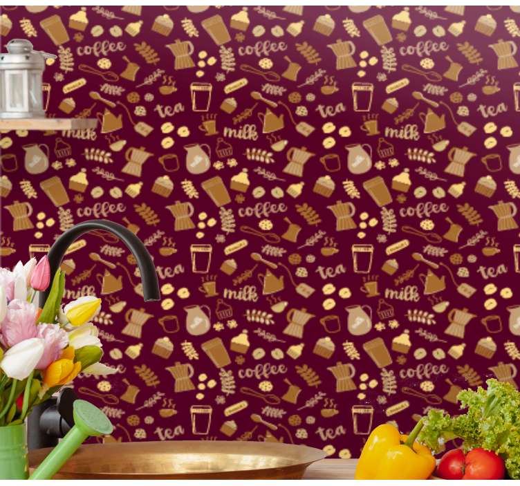 Beverage Motif Pattern kitchen wallpaper - TenStickers