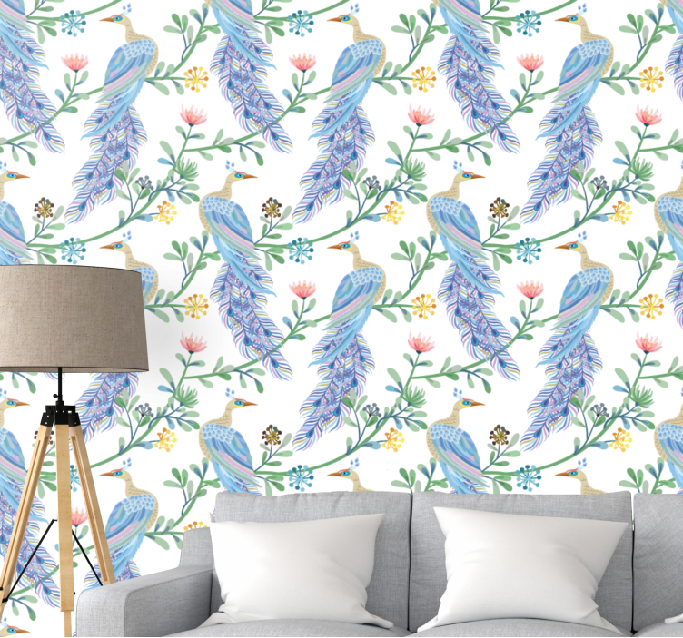 Birds in paradise bedroom wallpaper - TenStickers