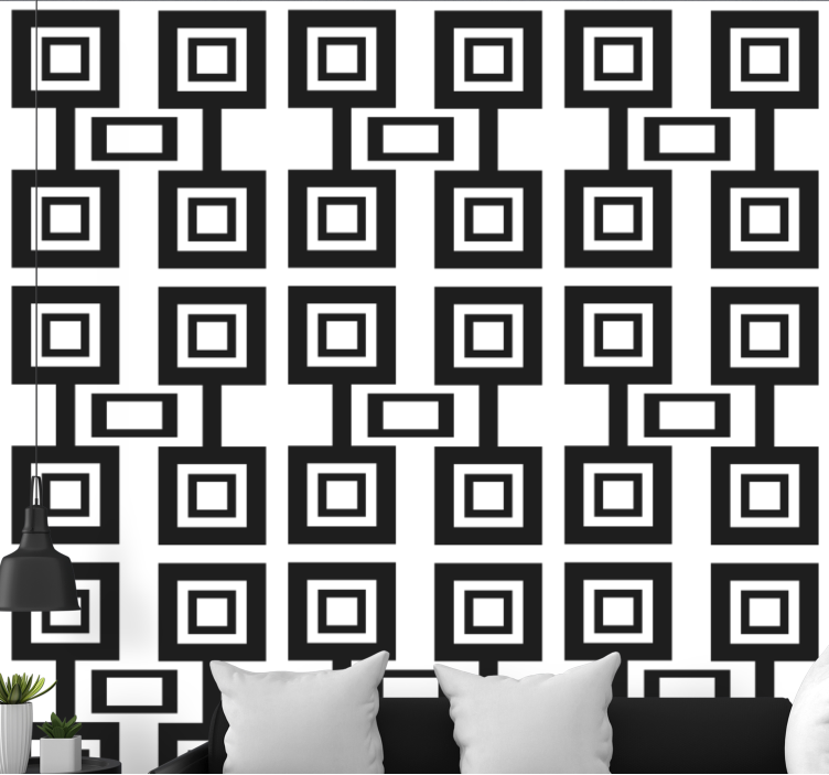 Black and white square arrengment geometric wallpaper - TenStickers