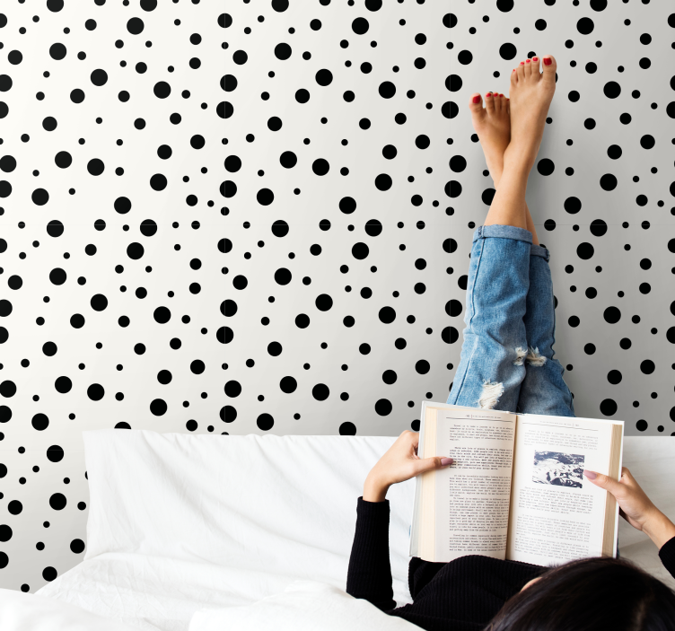 Black Circular Patterns polka dot wallpaper - TenStickers