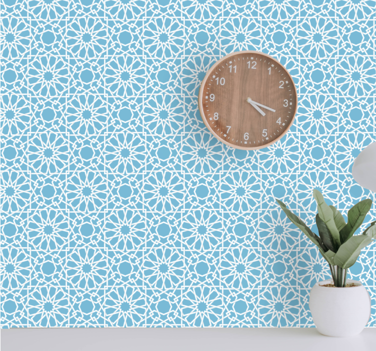 Blue Geometric Shapes tile effect wallpaper - TenStickers
