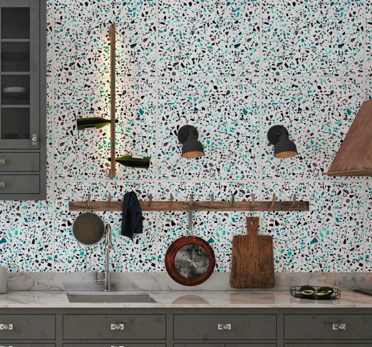 Blue marmur tiles modern wallpaper - TenStickers