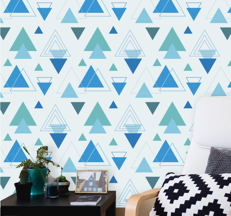 Blue modern shapes triangle wallpaper - TenStickers