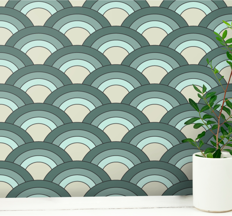 Blue shaded scales pattern vintage wallpaper - TenStickers