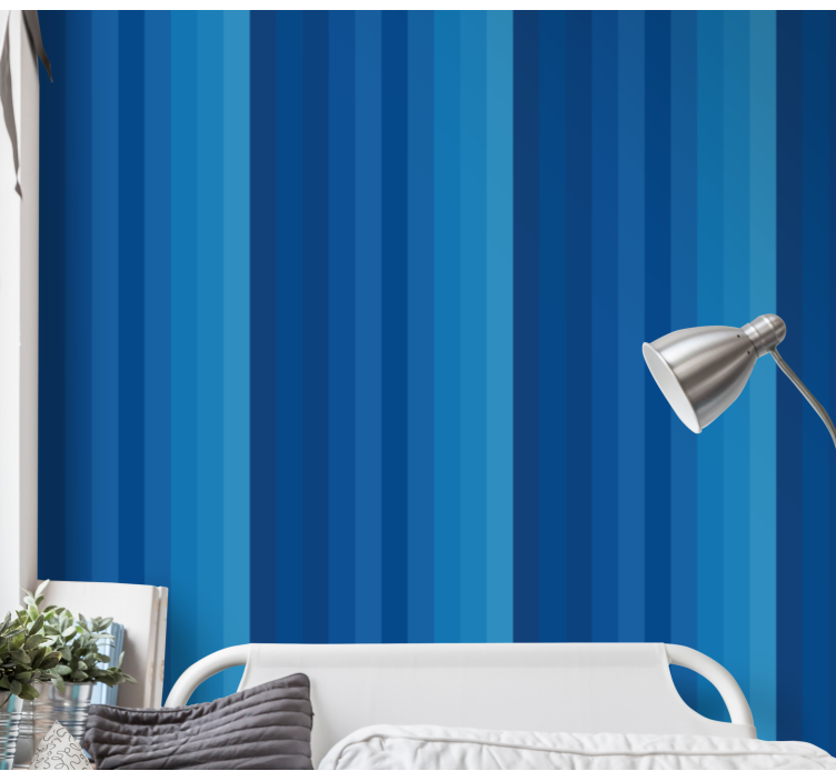 Blue Striped Motif horizontal wallpaper - TenStickers