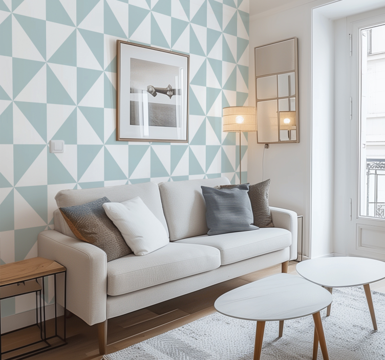 Blue triangles shapes wallpaper - TenStickers