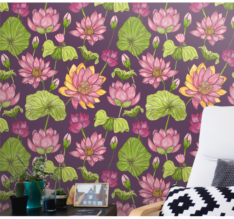 Botanical Bloom Pattern flower wallpaper - TenStickers