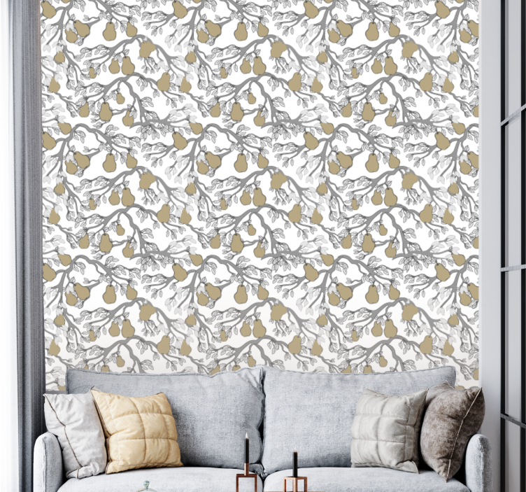 Branch with pears tree wallpaper - TenStickers