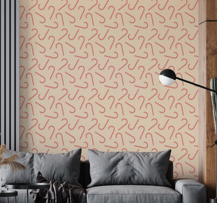 Candy Cane Swirls christmas wallpaper - TenStickers