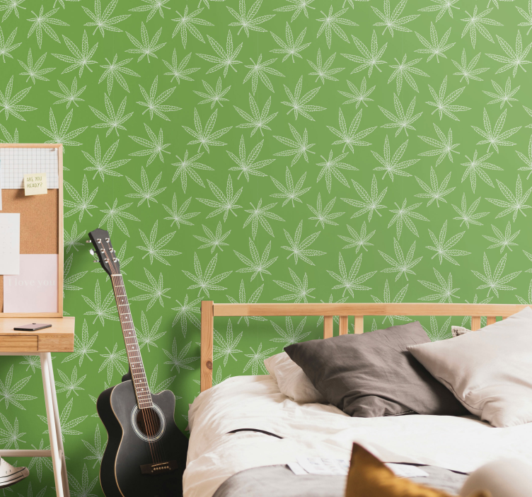 Cannabis pattern Modern Wallpaper - TenStickers