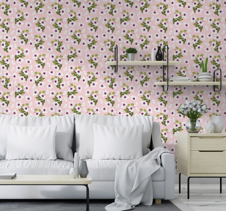 Charming Floral Design flower wallpaper - TenStickers