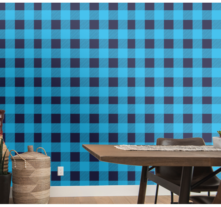 Checkered Blue Pattern square wallpaper - TenStickers