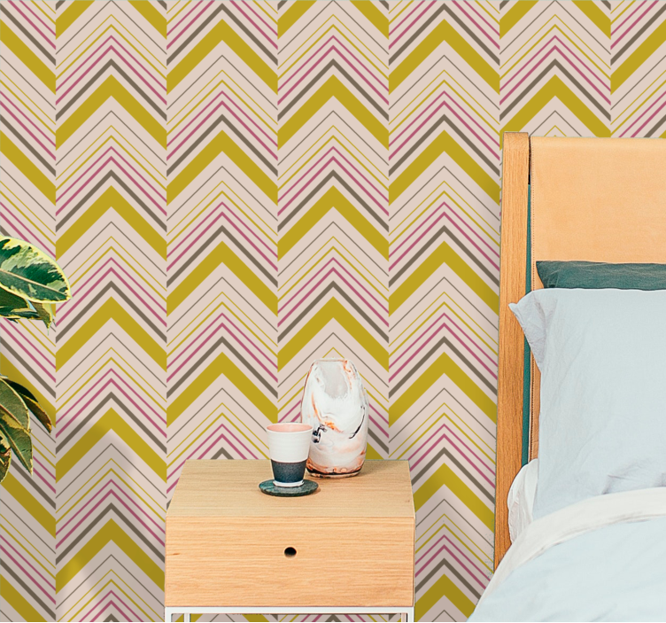Chevron Pattern Style striped wallpaper - TenStickers