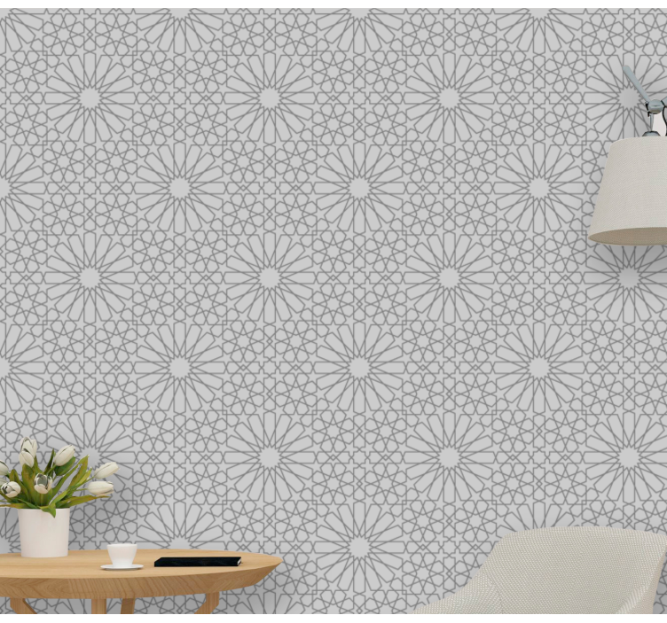 Chic grey print floral ornament wallpaper - TenStickers