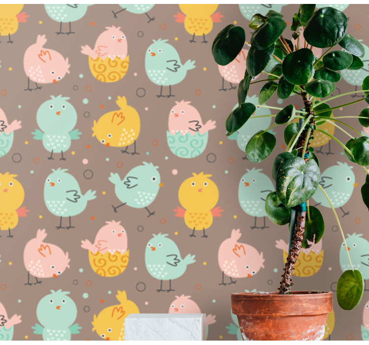 Chick Pattern Decor nursery wallpaper - TenStickers