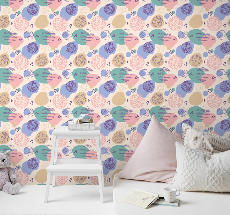Children multicolor circles spotty wallpaper - TenStickers