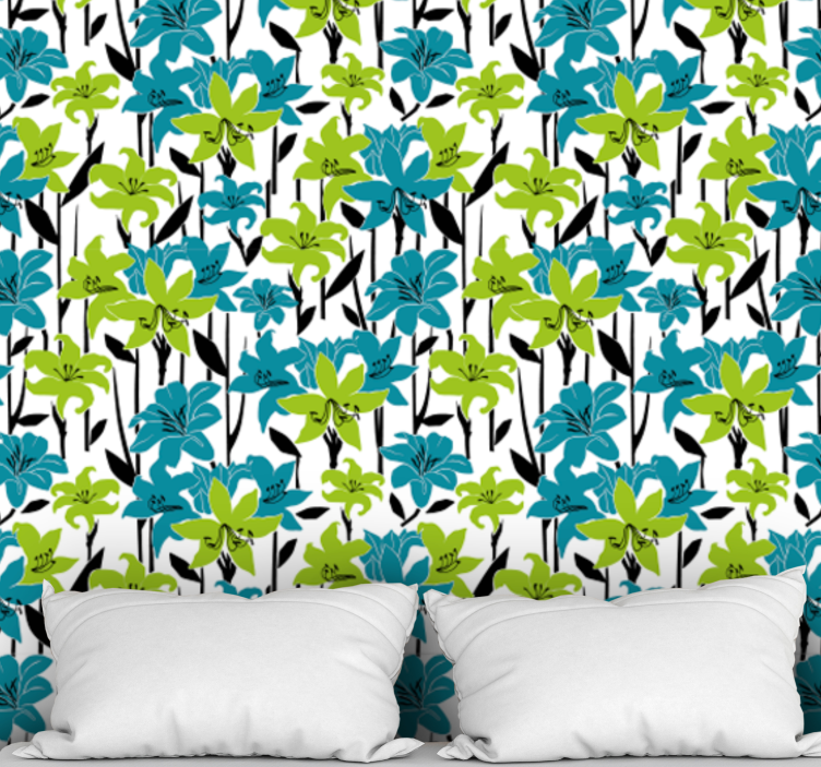 Colorful Floral Bloom flower wallpaper - TenStickers