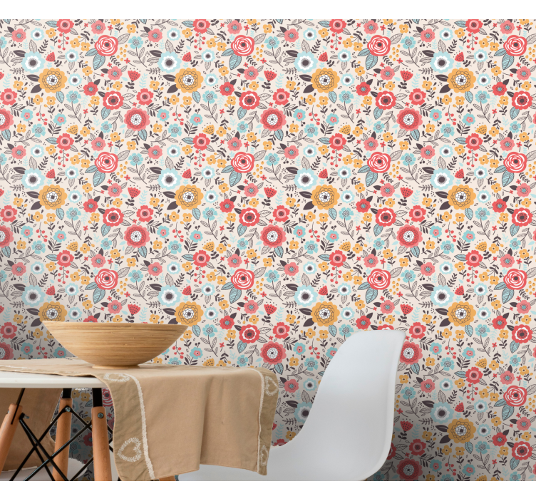 Colorful Floral Design flower wallpaper - TenStickers