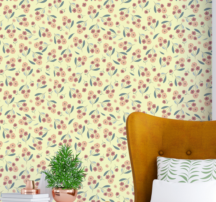 Colorful flower pattern Living Room Wallpaper - TenStickers