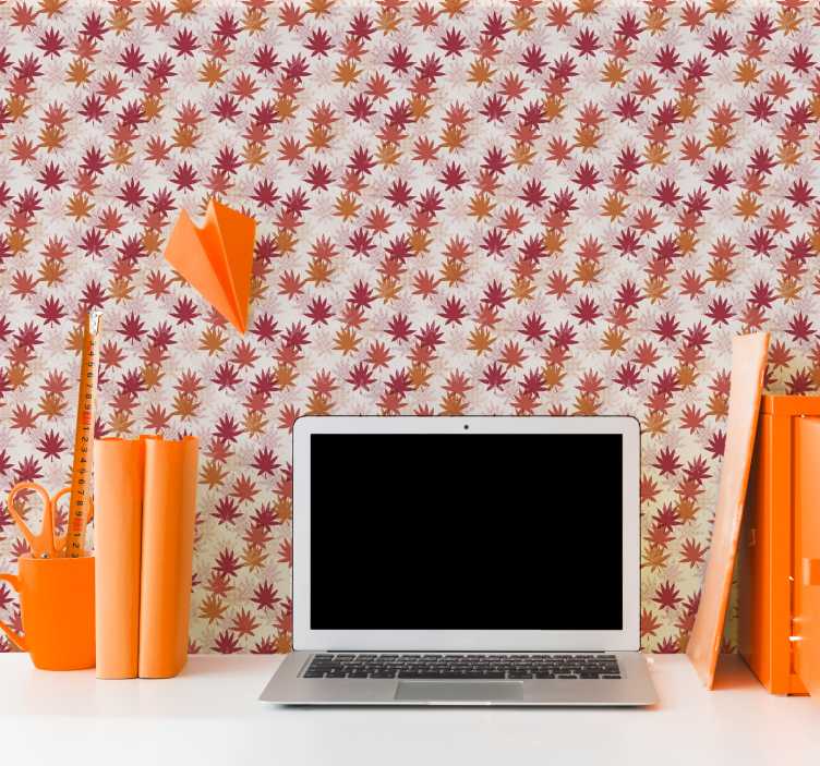 Autumn tones pattern leaf wallpaper - TenStickers