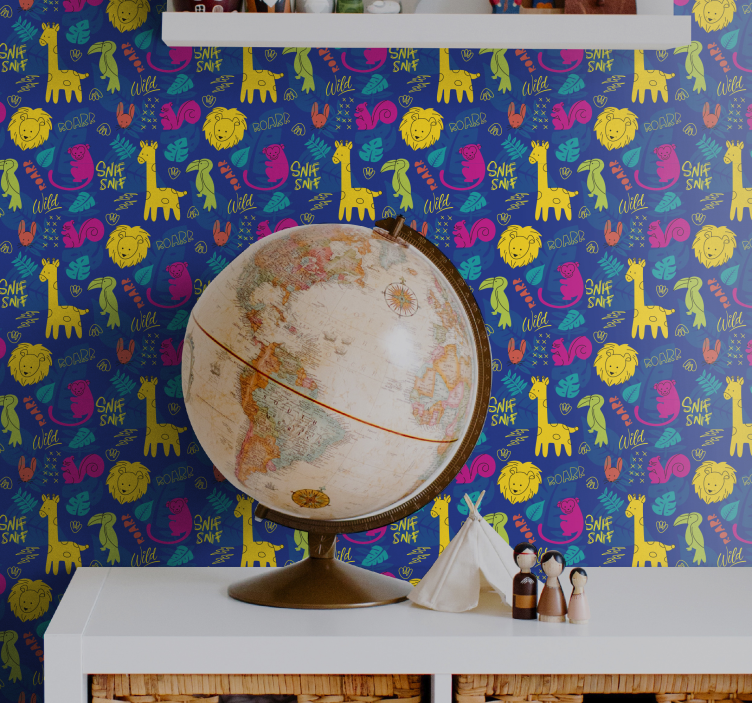 Colorful safari motif animal wallpaper - TenStickers