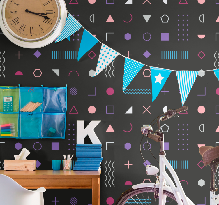 Colorful Shapes geometric wallpaper - TenStickers
