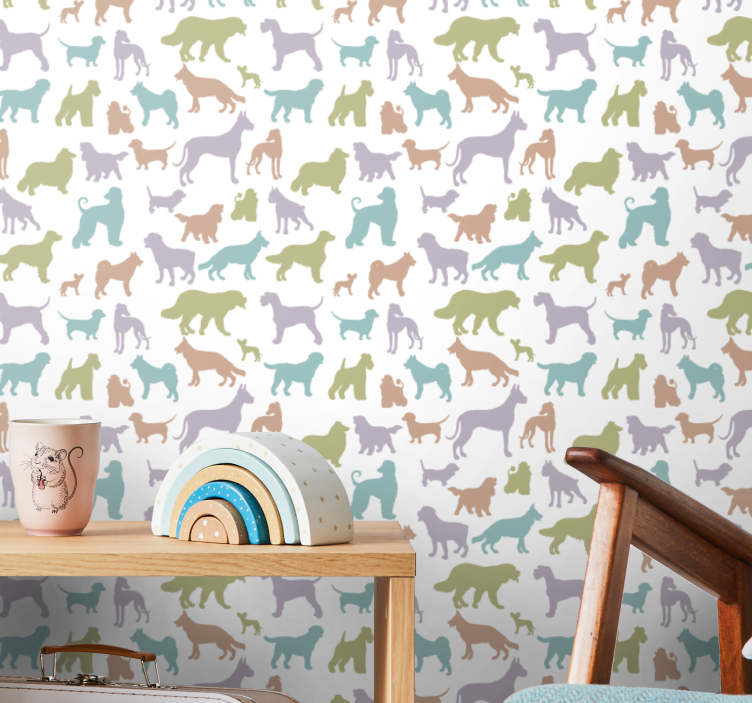 Colorful silhouettes dogs wallpaper - TenStickers