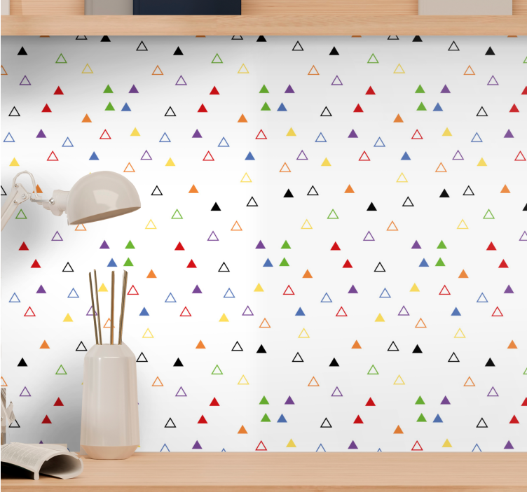 Colorful Triangular Motif geometric wallpaper - TenStickers