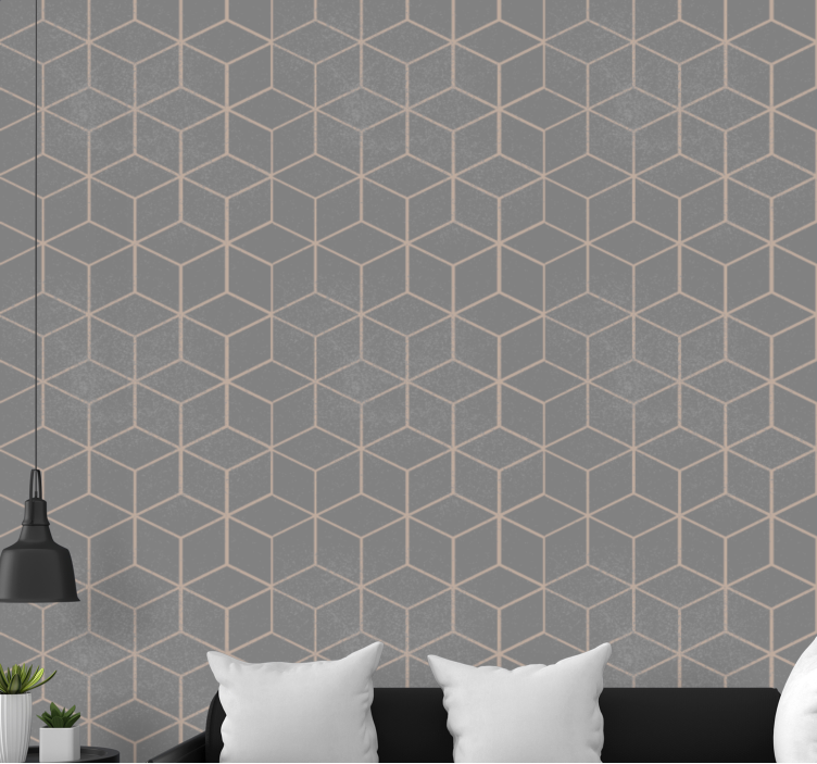 Cube Structure geometric wallpaper - TenStickers