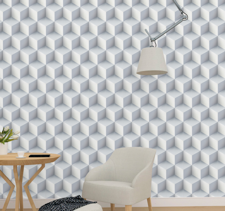 Cubic Illusion geometric wallpaper - TenStickers