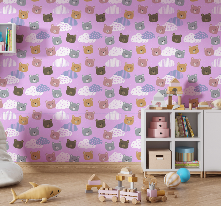 Cuddly Bears Pattern nursery wallpaper - TenStickers