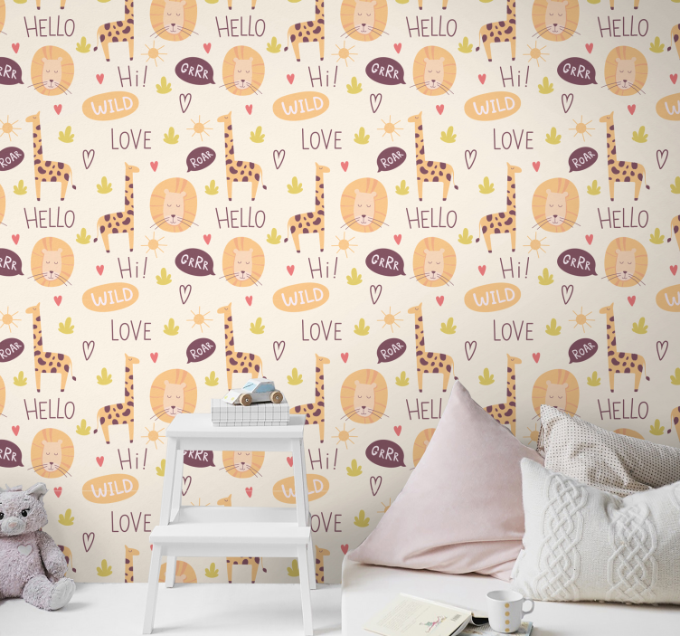 Baby jungle giraffes kids wallpaper - TenStickers