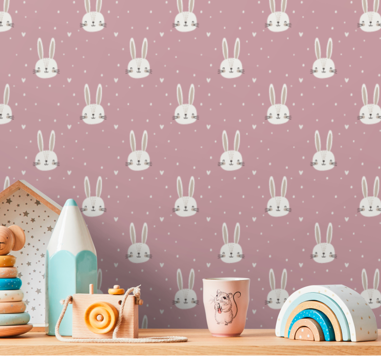 Cute Rabbit Faces nursery wallpaper - TenStickers