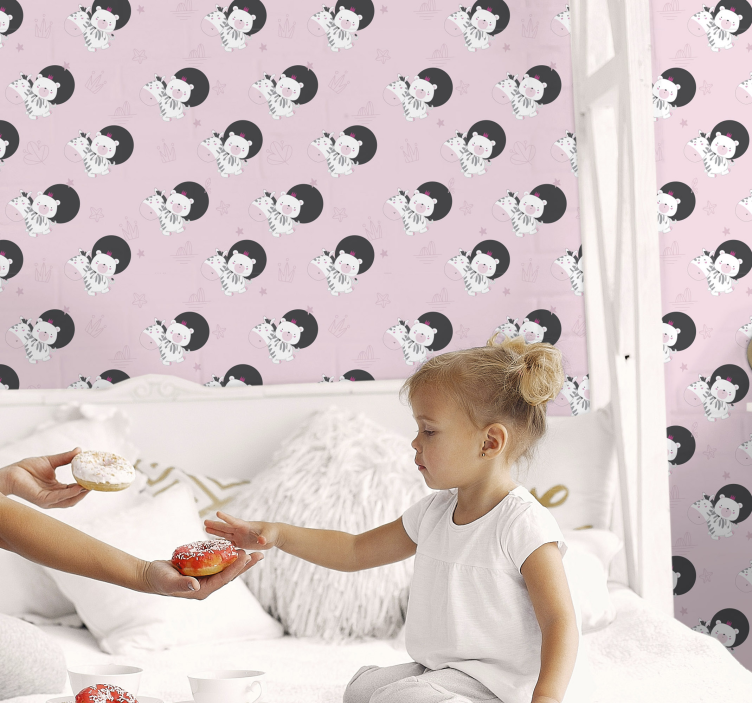 Baby zebra motif kids wallpaper - TenStickers