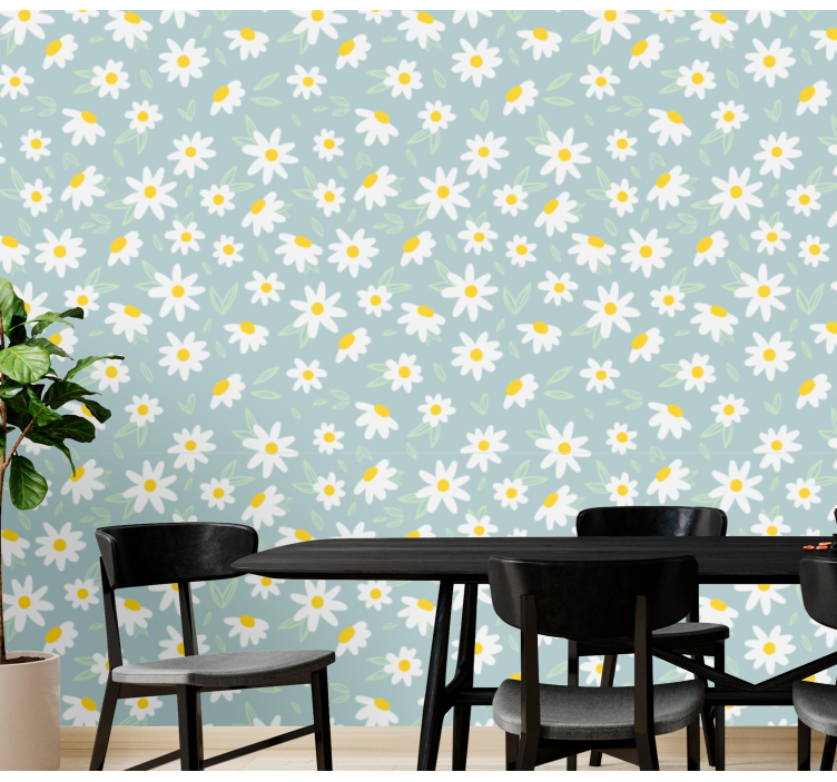 Daisies Pattern flower wallpaper - TenStickers
