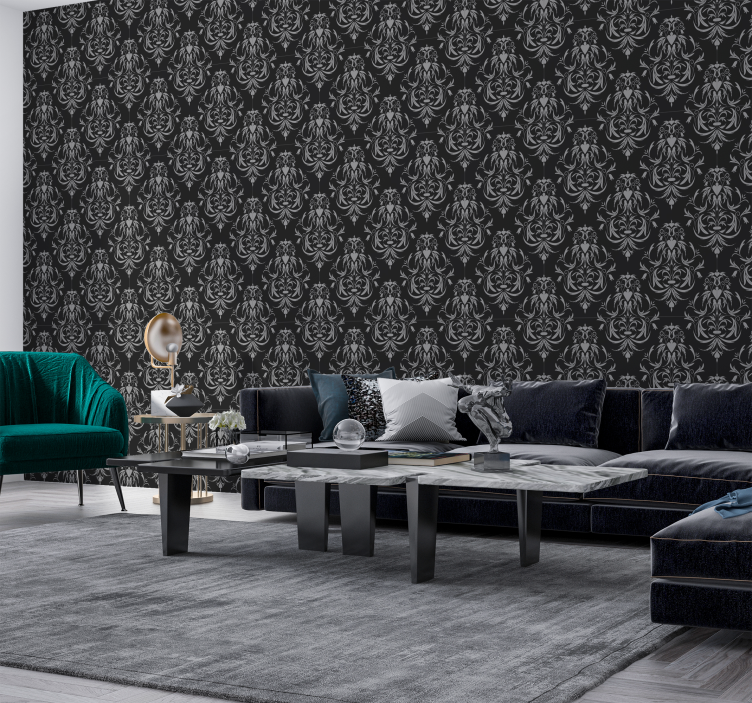 damask style pattern Baroque wallpaper - TenStickers