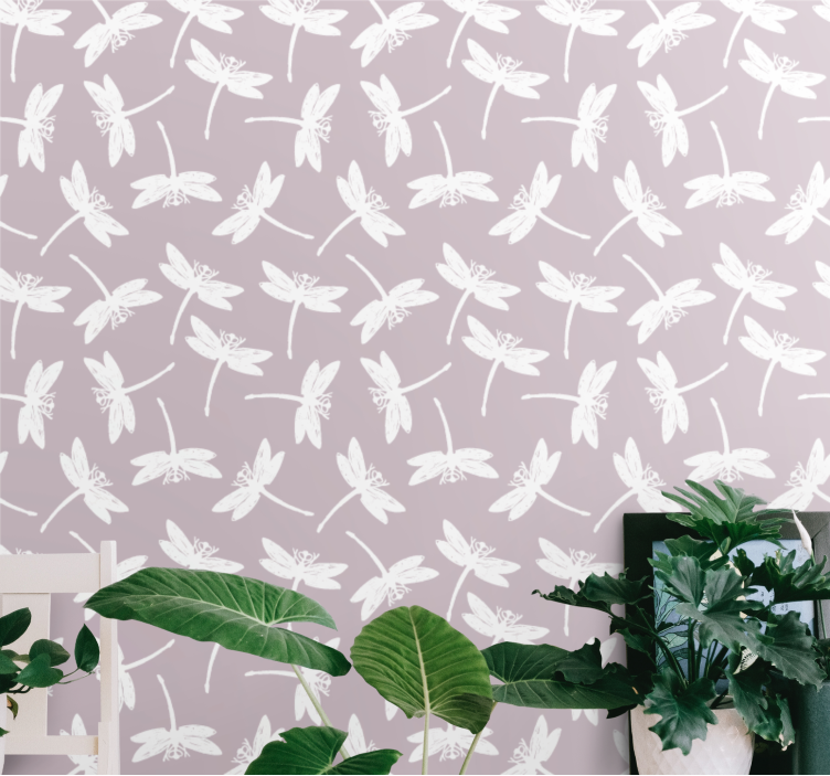 Purple dragonfly pattern butterfly wallpaper - TenStickers