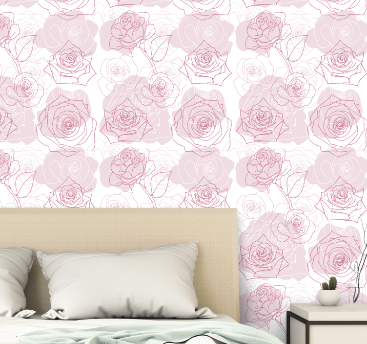 Delicate Floral Roses flower wallpaper - TenStickers