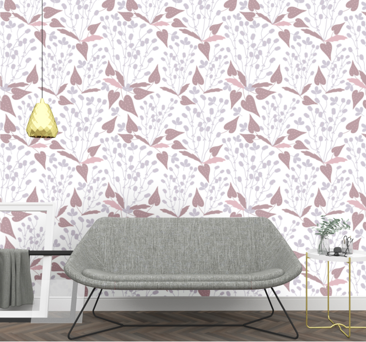 Delicate heart motif leaf wallpaper - TenStickers