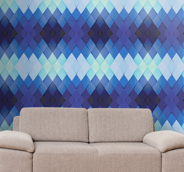 Blue vertical pattern triangle wallpaper - TenStickers