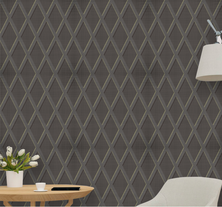 Diamond Grid Pattern textured wallpaper - TenStickers