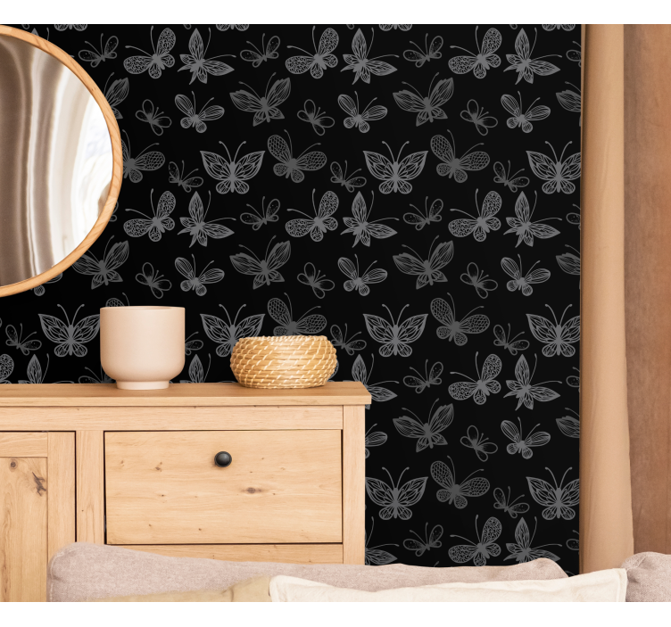 Elegant black silhouettes butterfly wallpaper - TenStickers