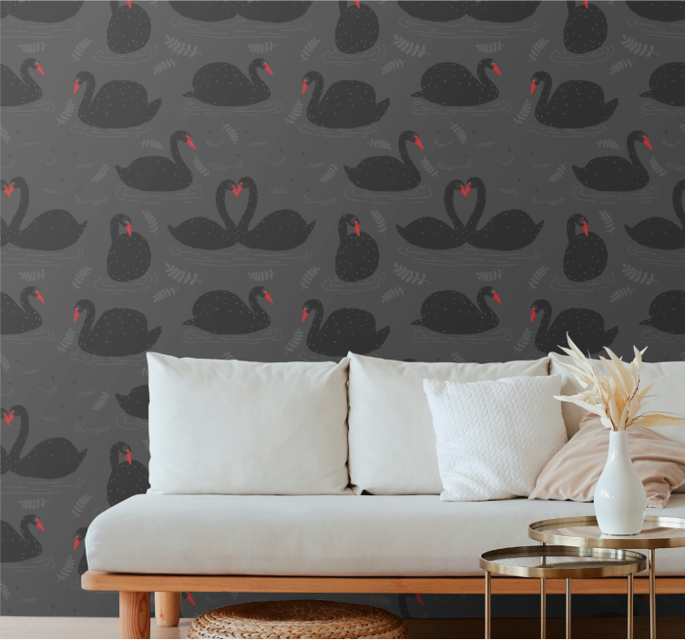 Elegant Black Swans animal wallpaper - TenStickers