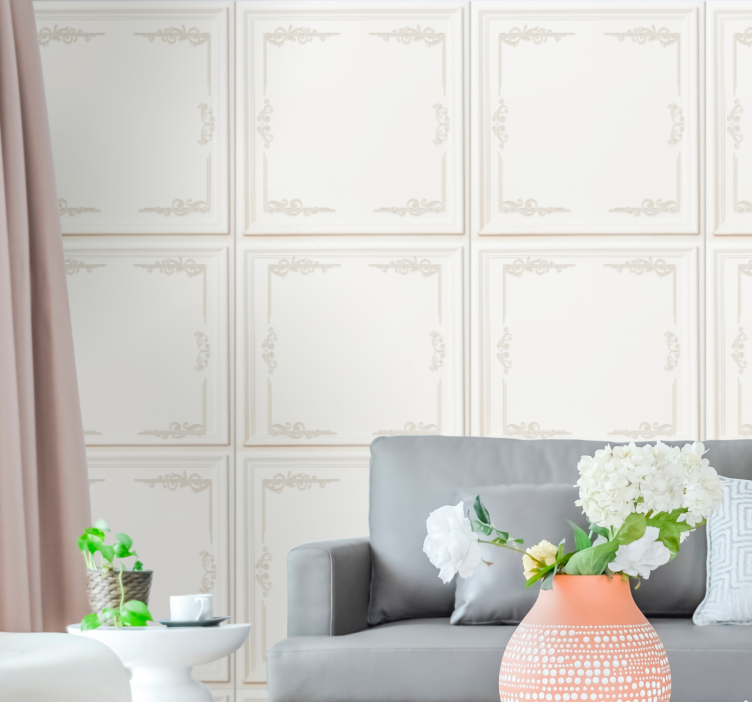 Elegant framed patterns wallpaper quarters - TenStickers