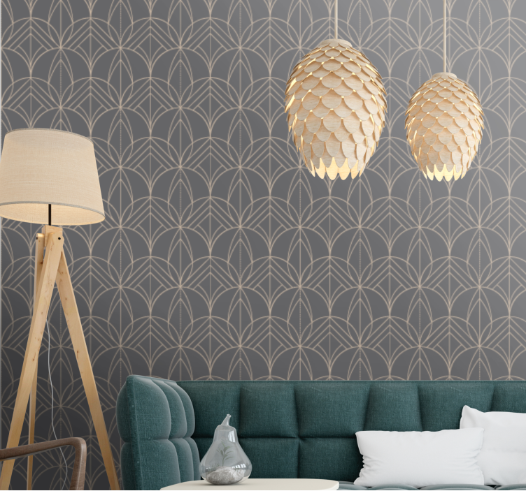 Gray elegant pattern design living room wallpaper - TenStickers