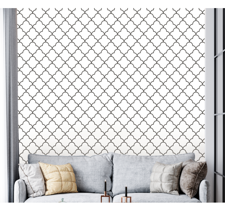 Elegant tile pattern living room wallpaper - TenStickers
