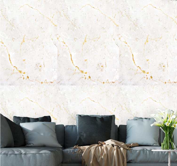 Elegant White Veins marble wallpaper - TenStickers